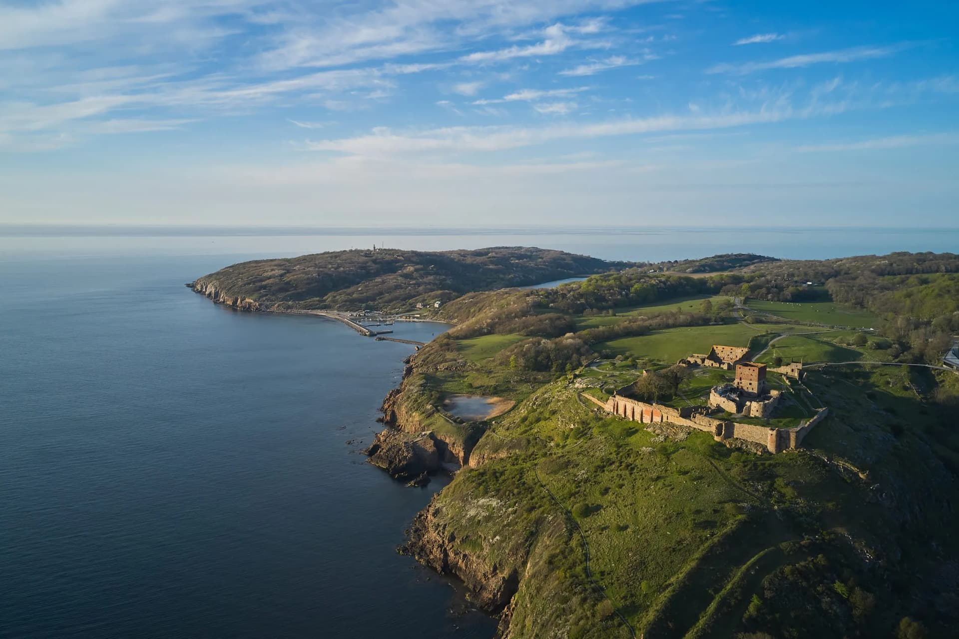 blue sky and green trees landscape in denmark