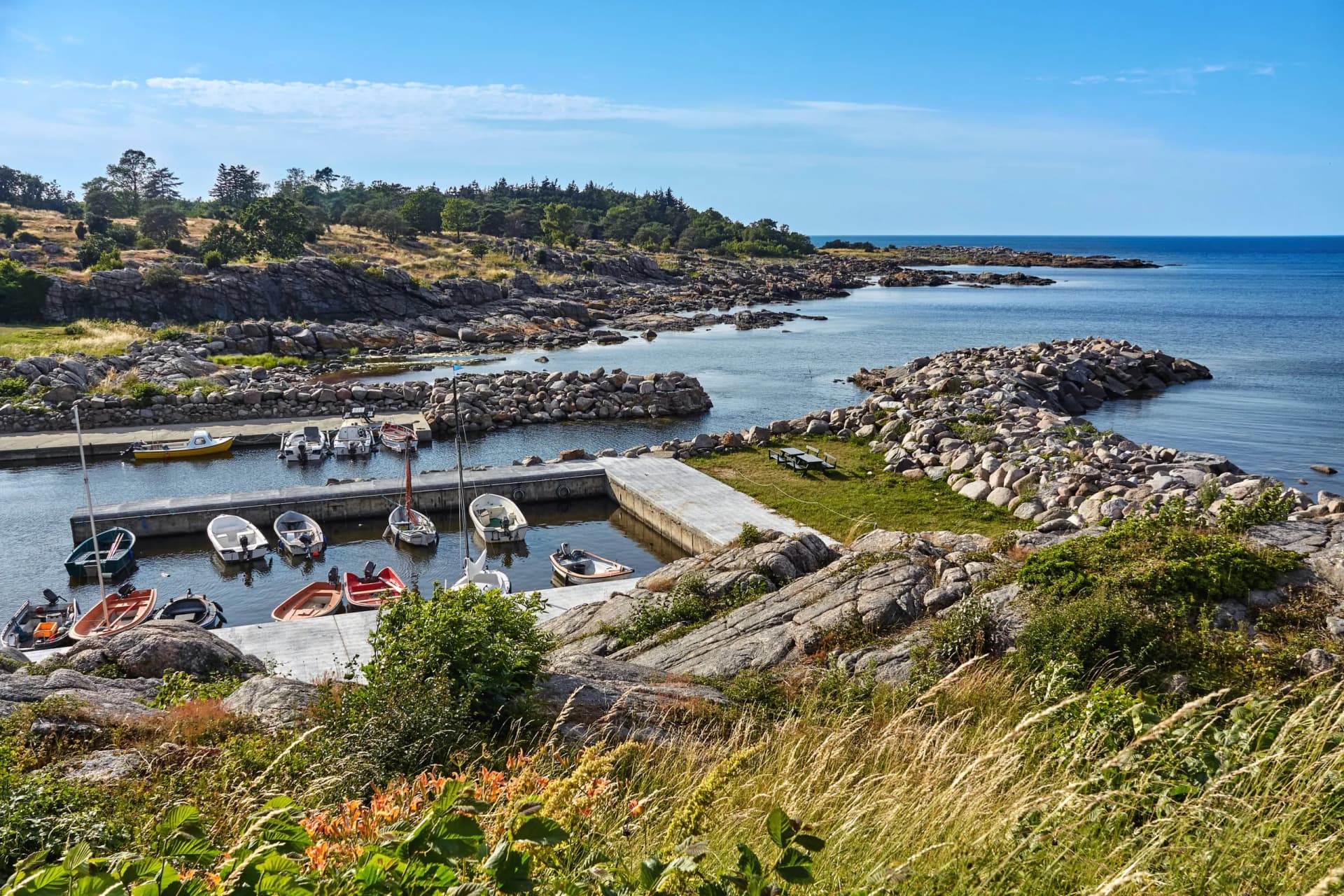 Little fishing port in Svaneke, Bornholm island, Denmark.