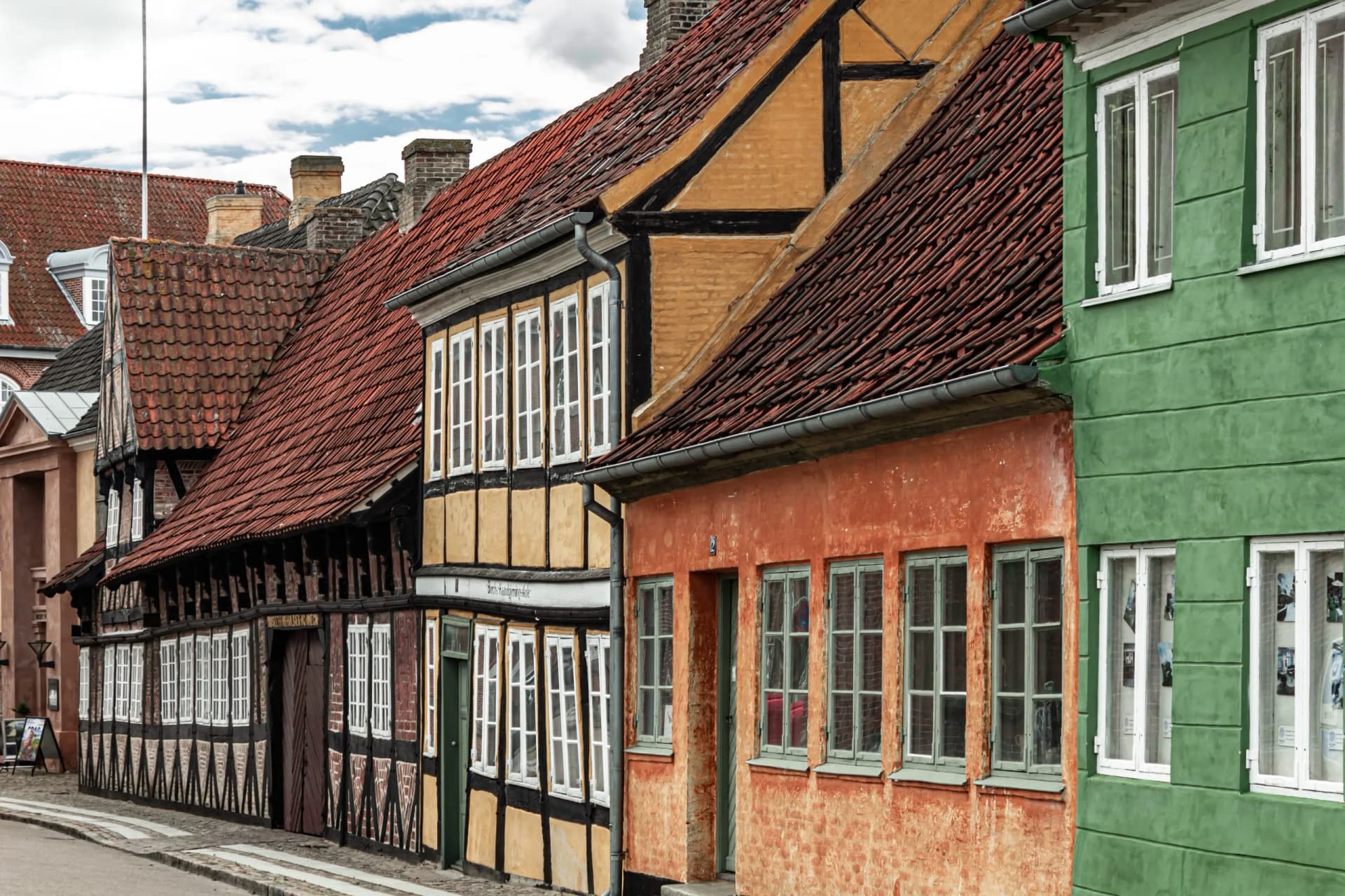 Port town with beautiful buildings in Holbaek, Denmark