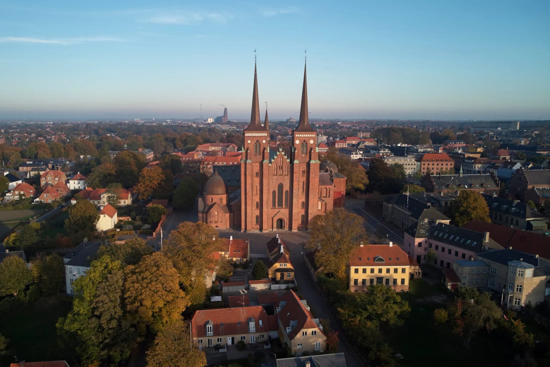 Roskilde cathedral of kings and Roskilde city located in Denmark